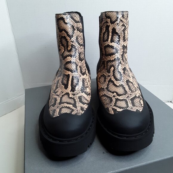 Aquatalia Holly Women's Ankle Boot size 7.5M Python Embossed Leather - Picture 2 of 12